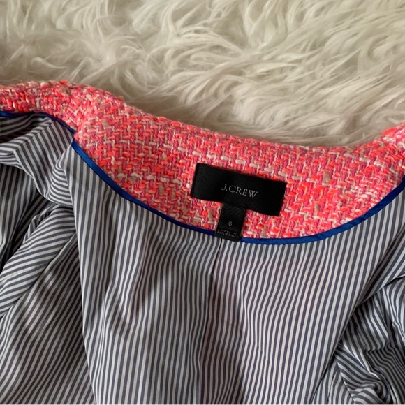 J.CREW pink tweed lady blazer with peplum, fringe & braided trim / Size 6 NWOT - Picture 10 of 15